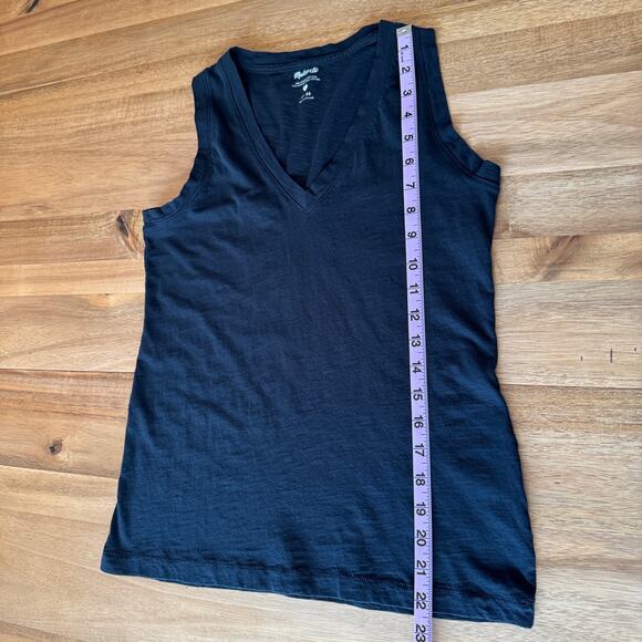 Madewell V Neck Tank Black Sleeveless Thick Strap Top Size Extra Small Cotton - Picture 12 of 12